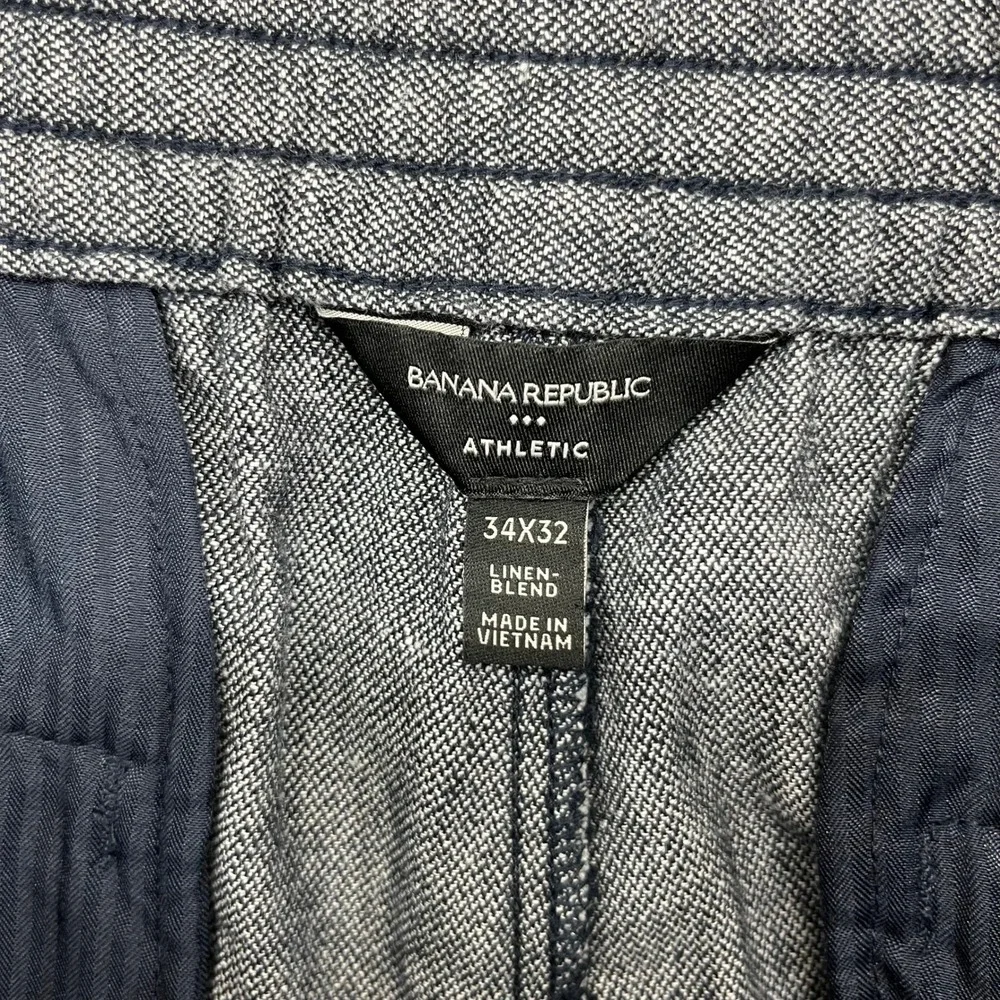 Banana Republic Athletic Pants Mens 34x32 Grey Linen Cotton Drawstring Trousers